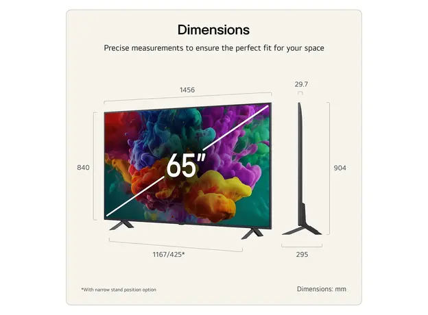 TV LG 65QNED85B6B.AMCN, 65" 4K QNED MiniLED Smart TV, 120Hz, α8 AI Gen3, Dolby Vision, webOS 26, 3 image