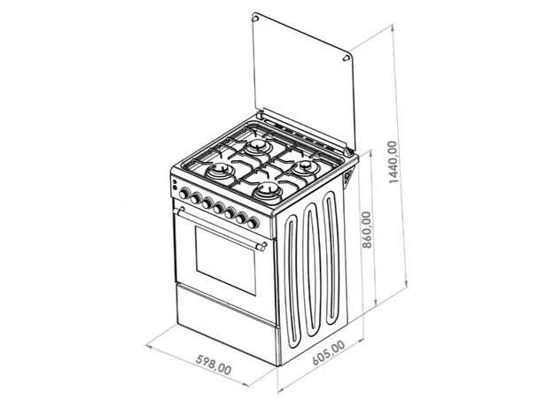 Oven Oz OE 6031 IX / 3Gas + 1Electric / Electric Oven / 60x60x85cm / FFD / Inox, 2 image