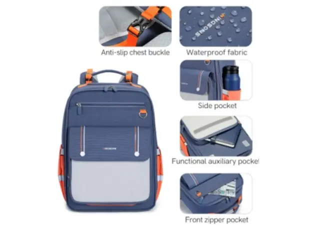 Kingsons 15.6" Laptop Bag Primary School Backpack Dark Blue - KS251306, 4 image