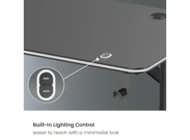 Game table Vertex VX-GD-02RGBB Gaming Desk With RGB Lighting On Desk Edge Black/Matte Black, 3 image
