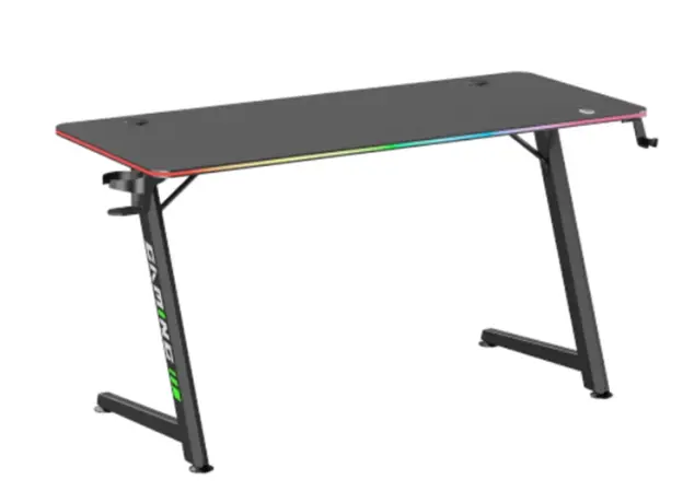 Game table Vertex VX-GD-02RGBB Gaming Desk With RGB Lighting On Desk Edge Black/Matte Black
