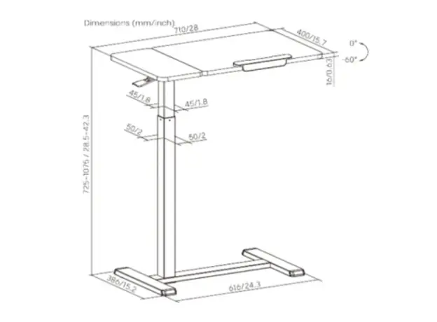 Play table Vertex VX-ST-7140MW Height Adjustable Side Table Matte White/White Oak, 2 image