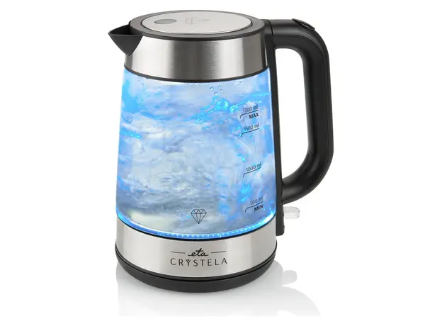 Electric Kettle ETA 615390000 Crystela, 2200W, 1.7L, Glass, LED Illumination, Silver, 2 image
