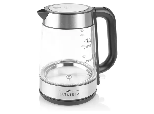 Electric Kettle ETA 615390000 Crystela, 2200W, 1.7L, Glass, LED Illumination, Silver, 3 image