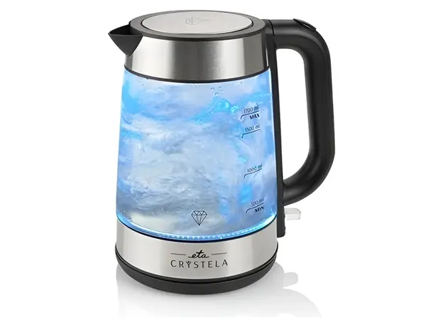 Electric Kettle ETA 615390000 Crystela, 2200W, 1.7L, Glass, LED Illumination, Silver