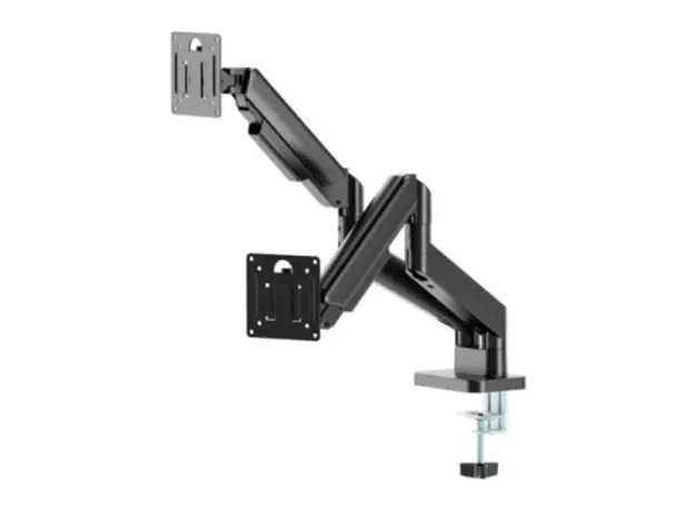 Monitor mount Gembird MA-DA2-06 Desk mounted adjustable double monitor arm 17"-32" black, 2 image