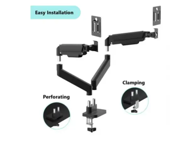 Monitor mount Gembird MA-DA2-06 Desk mounted adjustable double monitor arm 17"-32" black, 4 image