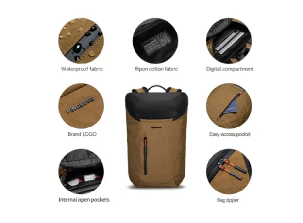 Kingsons 15.6" Laptop Backpack Brown - KS251039, 4 image