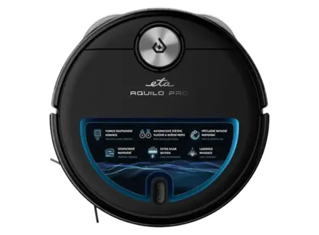 Robot Vacuum Cleaner ETA Aquilo Pro 724390000, mopping, self-cleaning station, 4000Pa, 5200mAh, Black, 4 image