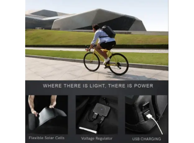 Kingsons Solar Charge Laptop Backpack With USB Charger 15.6" Black - K9386W, 4 image