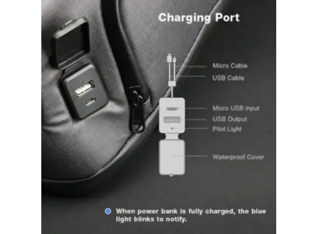 Kingsons Solar Charge Laptop Backpack With USB Charger 15.6" Black - K9386W, 5 image