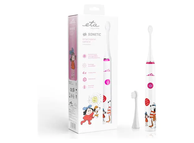 Kids Electric Toothbrush ETA 070690010 Sonetic Kids, Sonic, 4 Modes, IPX7, White / pink, 4 image