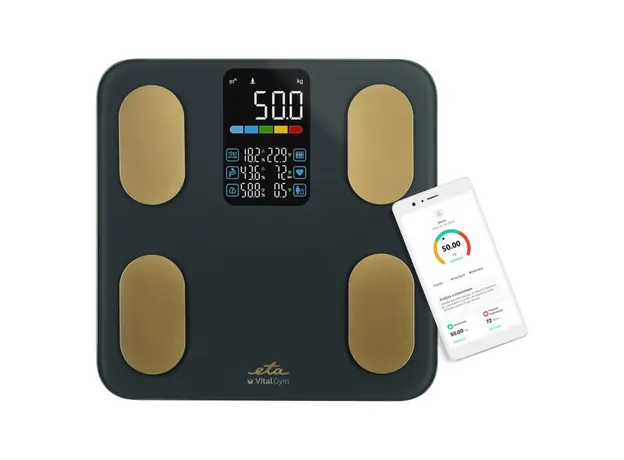 Smart Body Analysis Scale ETA 777990000 Vital Gym, Bluetooth, App, 200 kg, Grey, 2 image