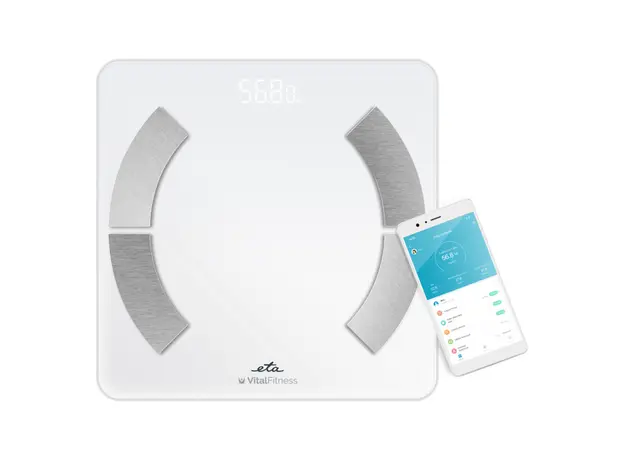 Bathroom Scale ETA277990000 Vital Fitness, 180 kg, with App, White