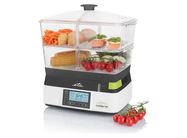 Food Steamer ETA Calderon II 113490010, 1800W, 11 L, 2 Containers, 6 Programs, LCD, Grey/White, 2 image