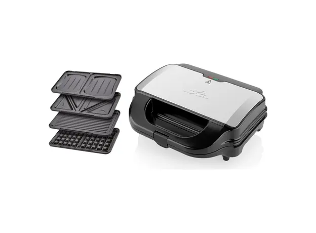 Sandwich Maker ETA 315190010 Sorento 4-in-1, 900W, Sandwich/Waffle/Grill, Black/Silver, 6 image